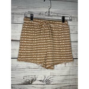 Lelis Cotton Knit Shorts Tan Boho Small Drawstring Pull-on lounge casual coastal